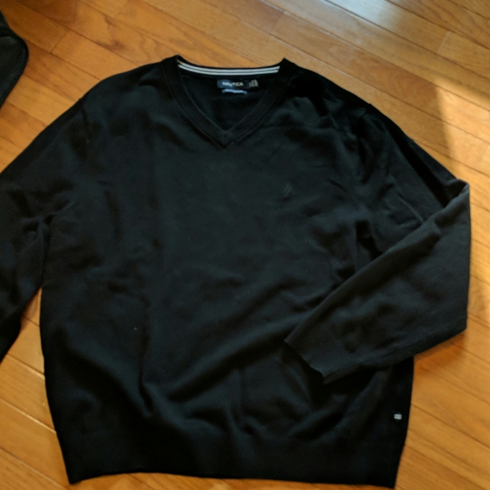 Nautica black cotton v-neck sweater.